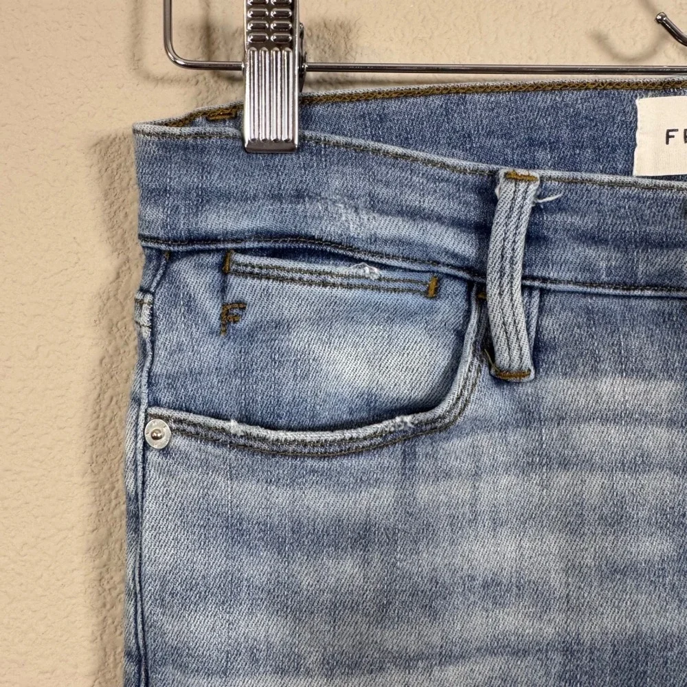 FRAME Le High Straight Jeans Light Wash Raw Hem Mid Rise Women's 27
